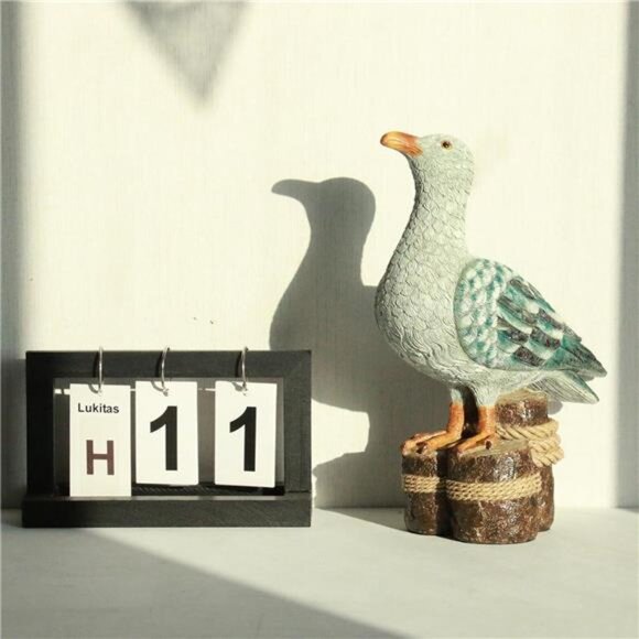 Standing Seagull Statue Decor Coastal Themed Decorative Sculpture Resin, 11'' - Picture 2 of 7